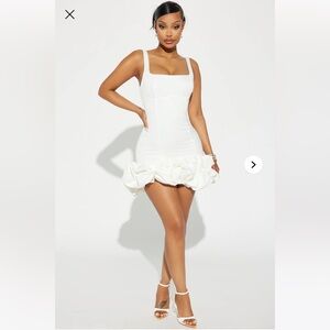 Fashion Nova White Ruffle Hem Mini Dress